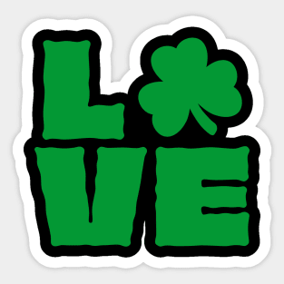 Love Shamrock Typography Green for St Patricks Day Sticker